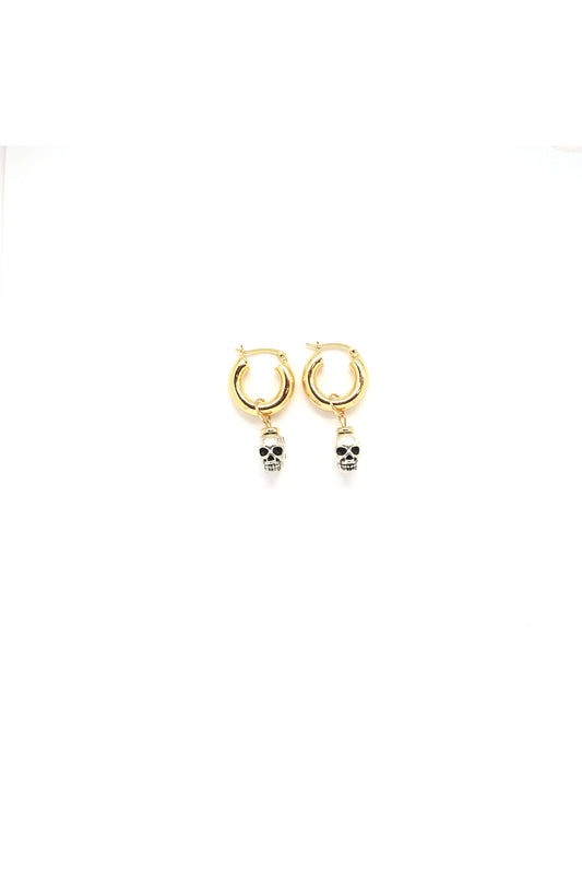 Skull earrings styled on white background