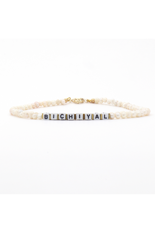 Customizable freshwater pearl bracelet with cube letter beads