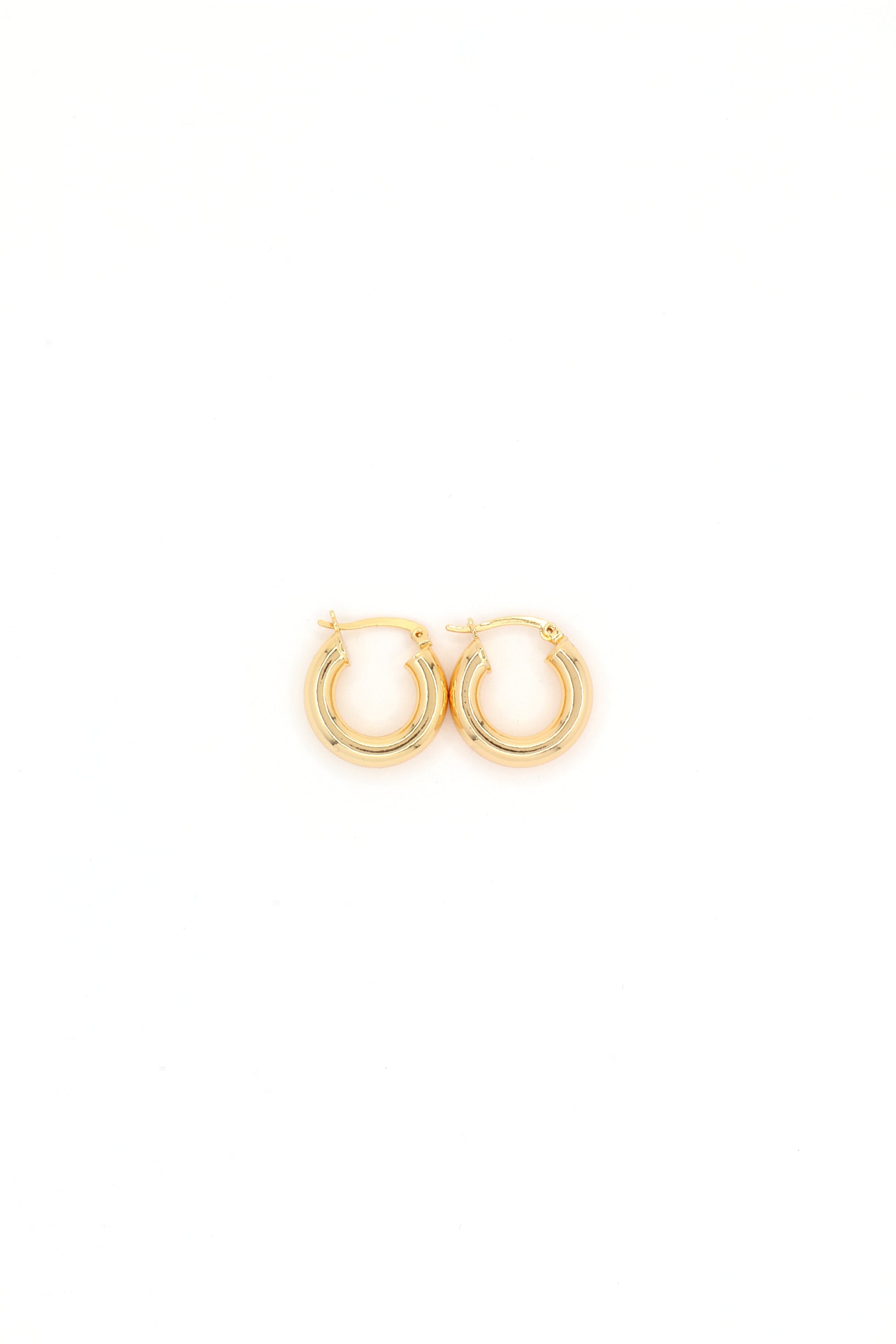 21mm 18K gold plated hoop earrings by Nayda De Jesus on white background