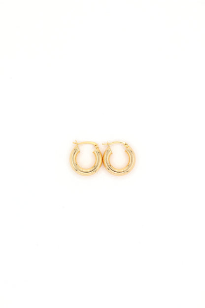 21mm 18K gold plated hoop earrings by Nayda De Jesus on white background