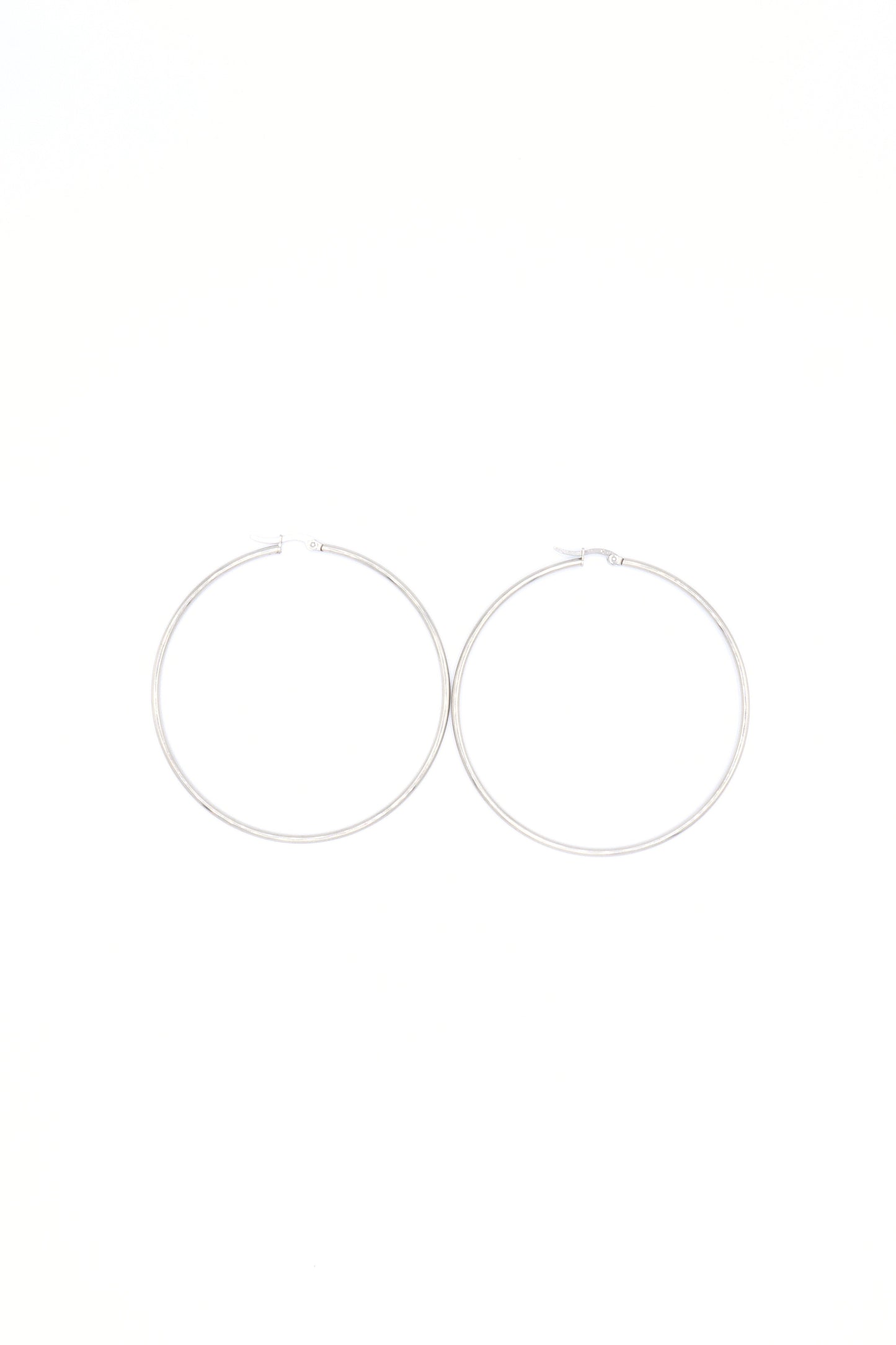 70mm Stainless Steel Statement Hoop Earrings laying flat