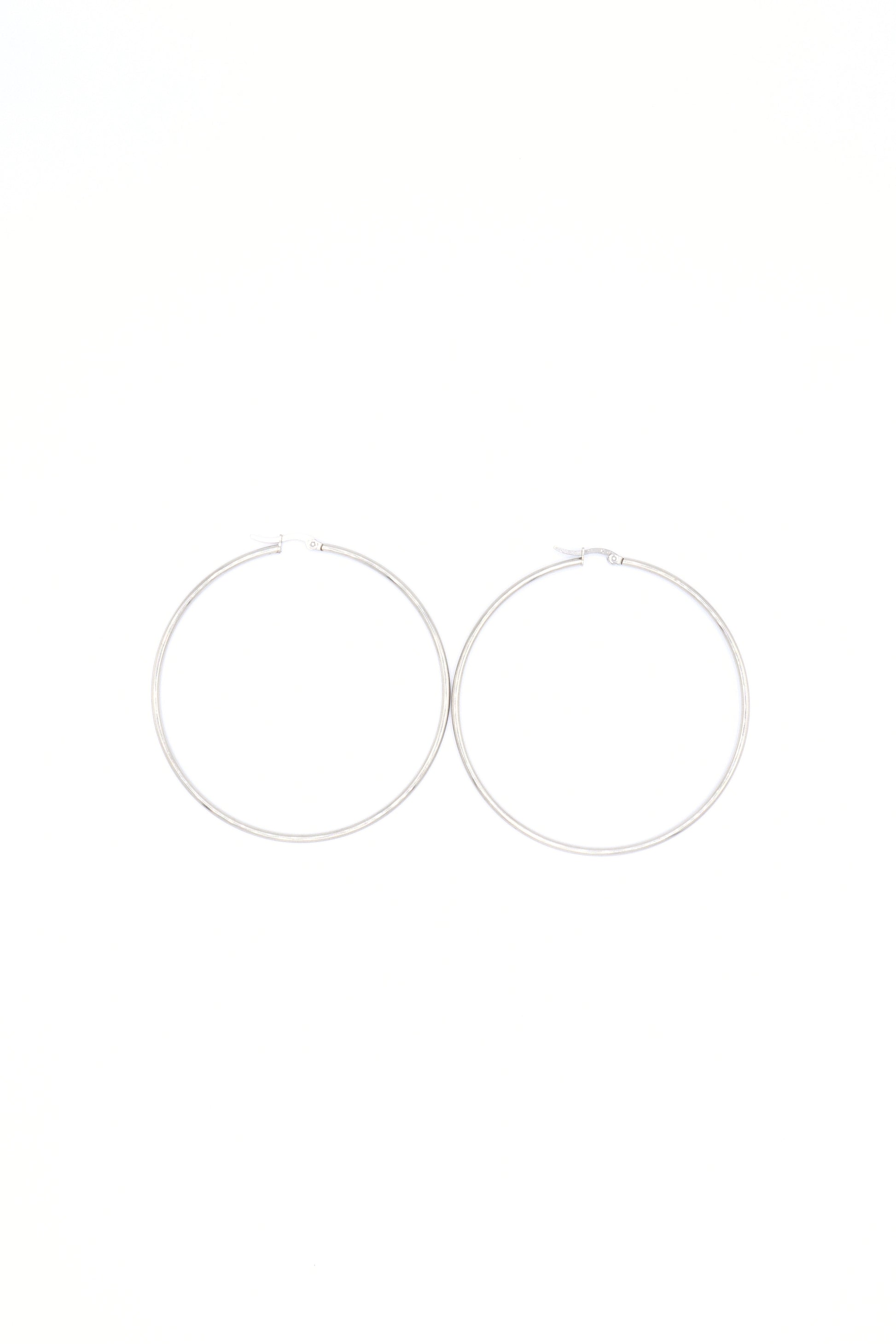 70mm Stainless Steel Statement Hoop Earrings laying flat
