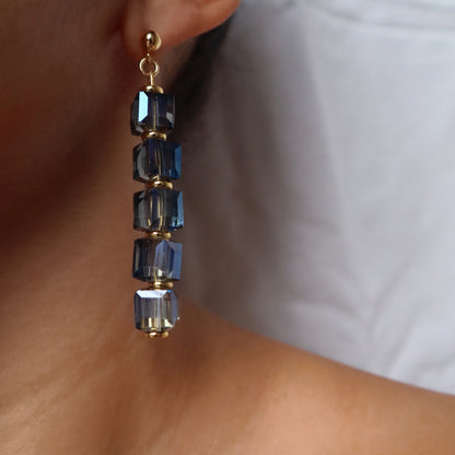 alondra-earrings-blue-iridescent-glass-stones-18-K-gold-plated-ear-pin-earrings-by-latina-artist-nayda-de-jesus