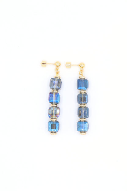 blue-iridescent-glass-stones-18K-gold-plated-spacers-18K-gold-plated-dangle-earring-studs
