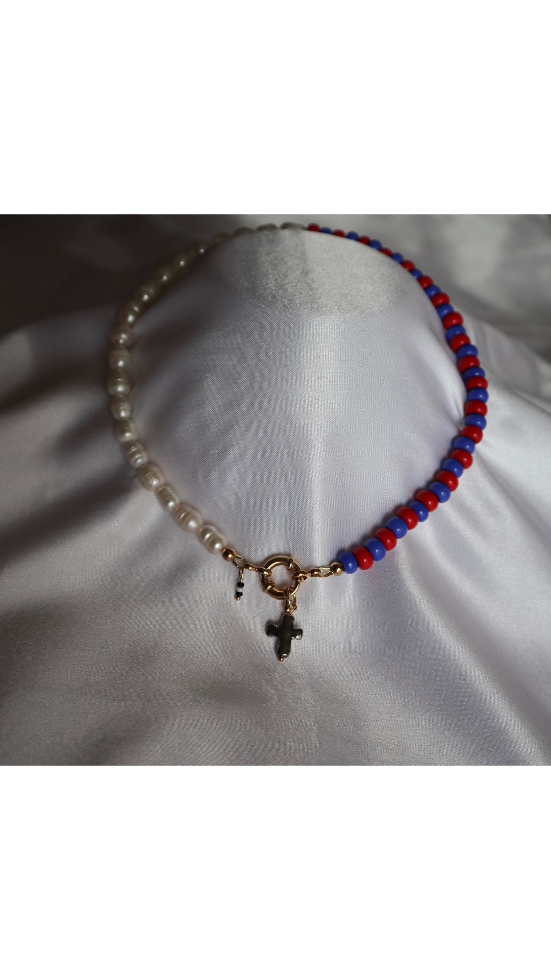 blue-red-glass-beads-freshwater-pearls-silver-metal-cross-charm-18k-gold-filled-clasp