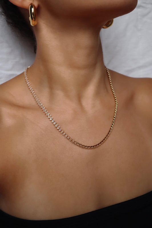 marquise-tennis-18-k-gold-plated-clear-cubic-zirconia-stones-necklace-lifestyle-photo-with-model